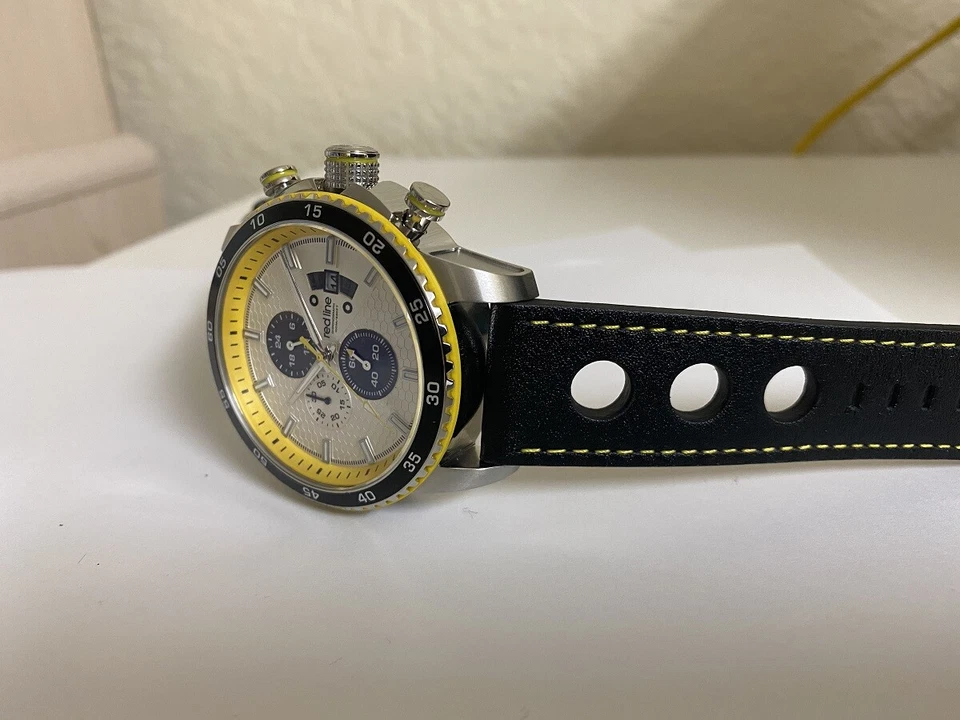 Relógio de quartzo masculino Red Line Speed Rush 50 mm pulseira de couro genuíno 304c-02S-YA - Imagem 4 de 4