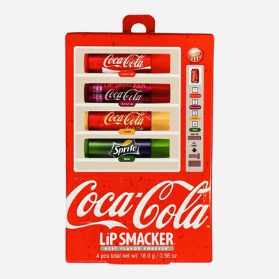 Coca Cola Lip Balm Vending Machine 4PC Lip Smacker Cherry Vanilla Sprite 1412090