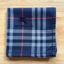 VINTAGE HANDKERCHIEF BLUE PLAIDS  CHECKS MEN'S POCKET SQUARE COTTON 19" A1161