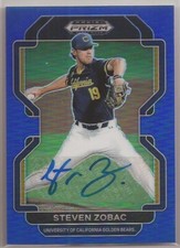 2022 Prizm Draft Picks Baseball Steven Zobac Blue Prizm Auto Prospect 57/99