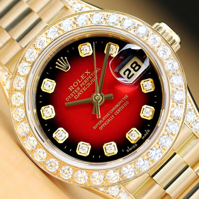 rolex red face diamond bezel