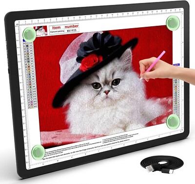 A4 Light Box for Tracing, 11000Lux Super Bright Diamond Art Light Board with Sid