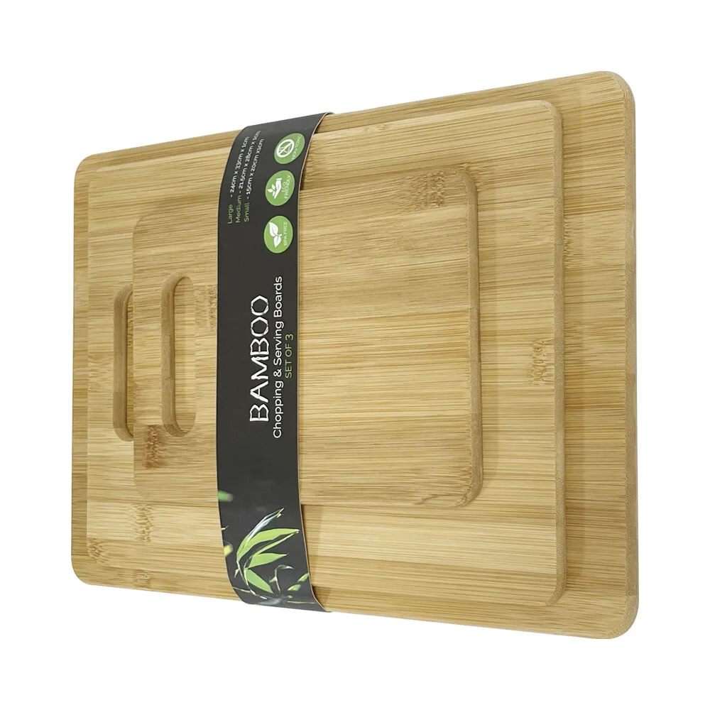 3pcs Set Bamboo Chopping Board Set Kitchen Serving Cutting Wooden BPA free  Plate
