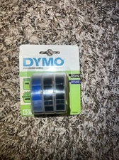 DYMO x3 EMBOSSING LABELS 3/8"x9.8' TAPES BLACK / BLUE  for EMBOSSER Label Maker