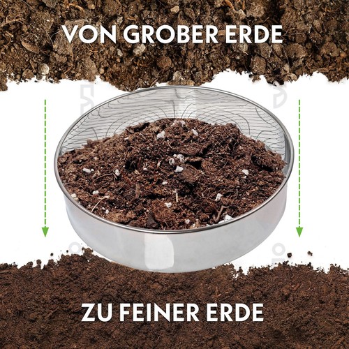 5 in1 Gartensieb aus Edelstahl Kompostsieb Erdsieb 30 cm mit 5 austauschbare Set - Bild 3 von 14