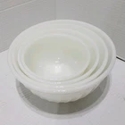 Vintage Fire-King Milk Glass Mixing Bowl Set of 4 Nesting Swirl Ribbed A H USA