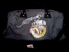 Ed Hardy Graphic Bulldog Canvas Duffel Gym 2 Handle Bag / Shoulder Strap New