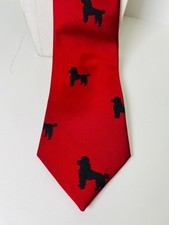 Chippmunk Creations, Made in USA Men's Fashion Tie 56", Red with Poodles Dog