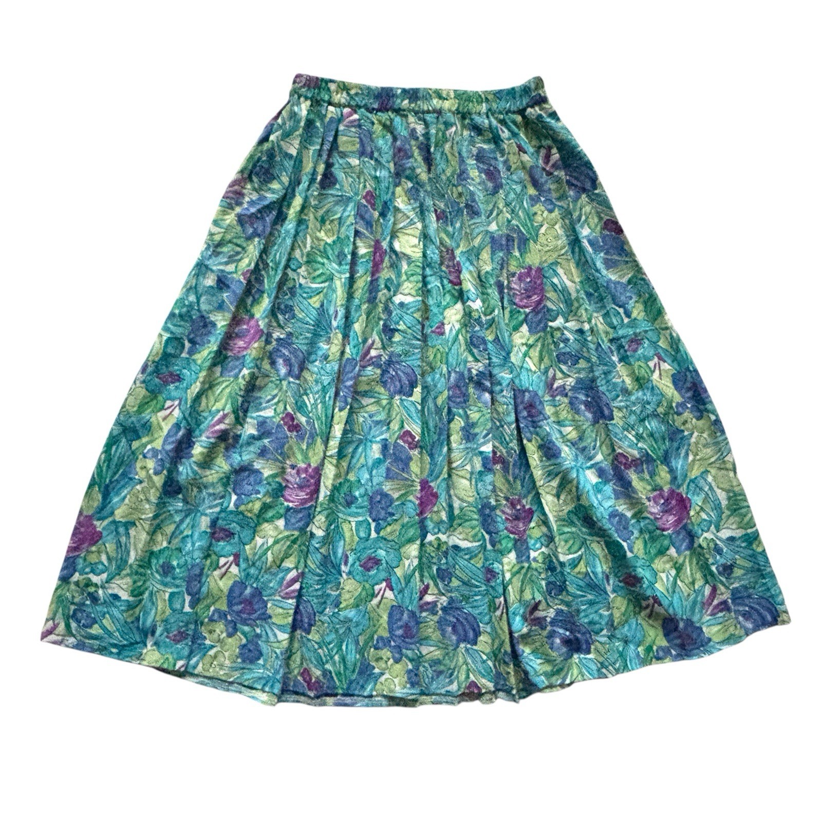 Vintage 80s Skirt Calf Length Floral Print Retro Boho Indie 10 image 2