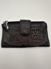 Fossil Long Live Vintage 1954 Embossed Brown Leather Clutch Wallet Coin Purse