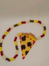 Handmade Pizza Kandi Necklace  Perler Pizza Slice  Pony Bead  Rave Kandi   