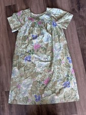 Vintage SEARS size Small 8-10 MuuMuu House Dress Knee Length PINK GREEN FLORAL