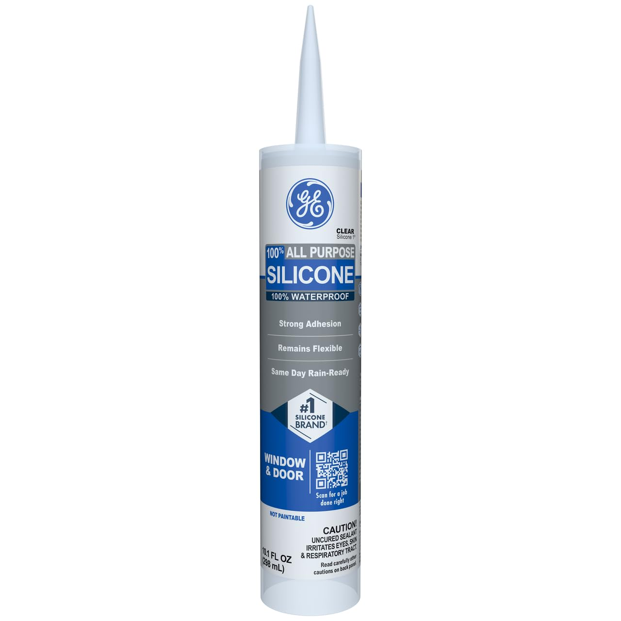 GE All Purpose Silicone Caulk, Clear, 10 Fl Oz Cartridge, 1 Pack - 100% Waterpro