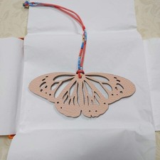 Hermes Petit H Butterfly Charm Brown Pink 12.4x5.2cm With Box Unused