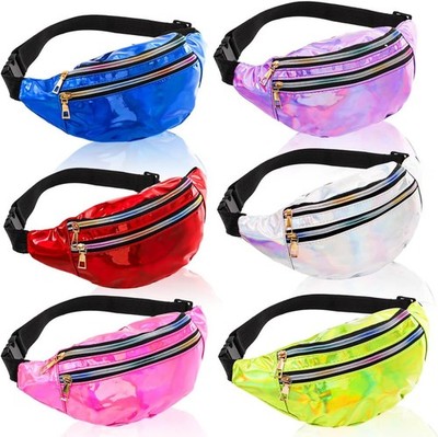 Cididu 6 Stück Holografische Bauchtasche, Verstellbare Shinny Sport Gürteltasche... 