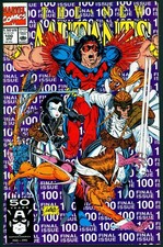 NEW MUTANTS #100 - 1991 - 9.2+ - Rob Liefeld cover - Shatterstar, Domino, Feral