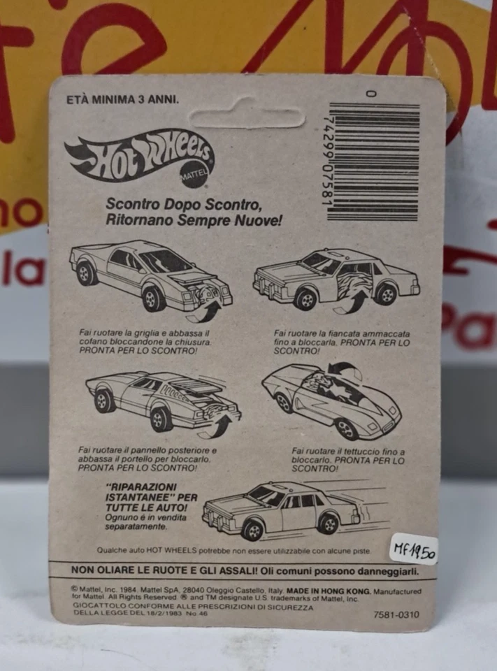 HOTWHEELS 1/64 AUTO DA SCONTRO MATTEL 1984 ITEM 7581 - Immagine 2 di 2