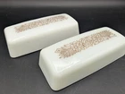 New ListingVTG (2) Pyrex Woodland Butter Dish LID Only 72 B Milk Glass Brown White 1970s