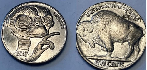 HOBO NICKEL COIN E T PHONE HOME ALIEN EXTRATERRESTRIAL BUFFALO GIFT FREE SHIPPIN