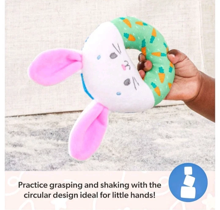 Gund Ms. Rachel Hop Little Bunny Rabbit Sonajero Suave Sensorial 3-12 meses NUEVO Foto 3 de 4