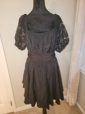 Shein Women's Extra Large Black Gothic Lace Balloon Sleeve Chiffon Dress