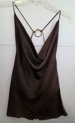 NWT Anthropologie Medium Dark Brown Satin Summer Top NWT $78