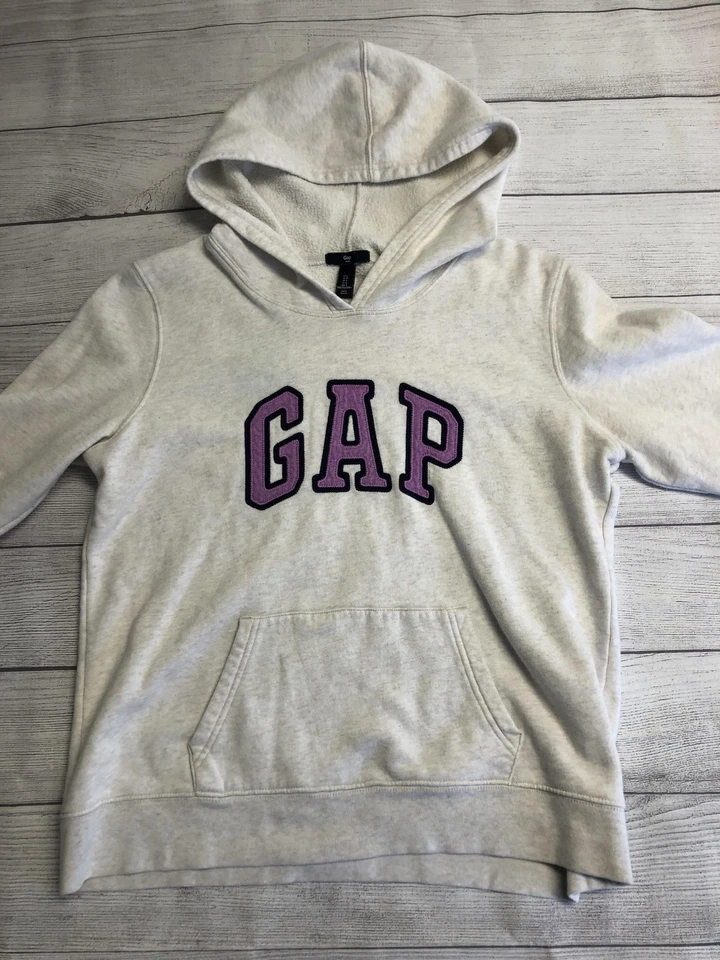Sudadera con Capucha GAP Logo Juvenil Grande Gris Pullover Polar Canguro Bolsillo Sudadera Foto 3 de 4
