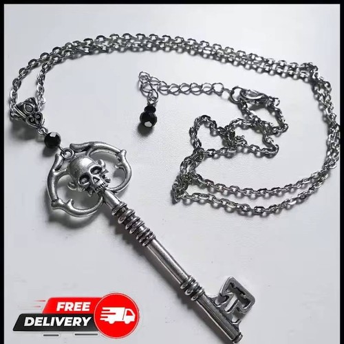 Skeleton Key Pendant Necklace Gothic Punk Halloween Jewelry