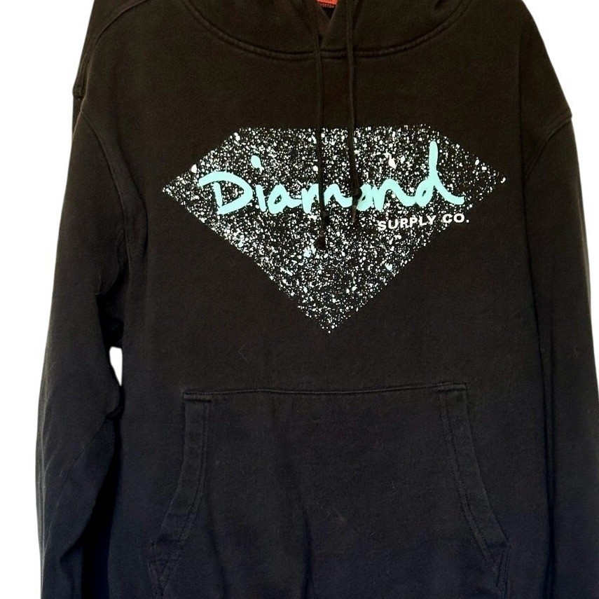 Diamond Supply Co. Black Splatter Logo Hoodie Sweatshirt Size S