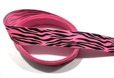 3 yards 7/8" Black Tiger Stripe Pattern on Hot Pink Grosgrain Ribbon 100 poly