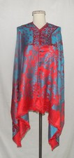 Pashmina Poncho Reversible Pullover Fringed Cape 100 Pashmina Abstract Floral