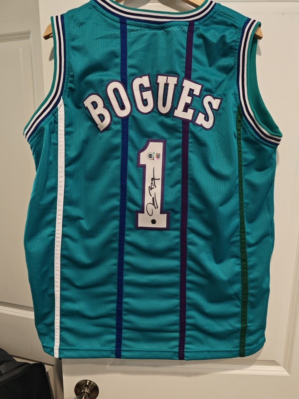 Muggsy Bogues signed Custom Jersey auto autograph certified size XL  SWAU