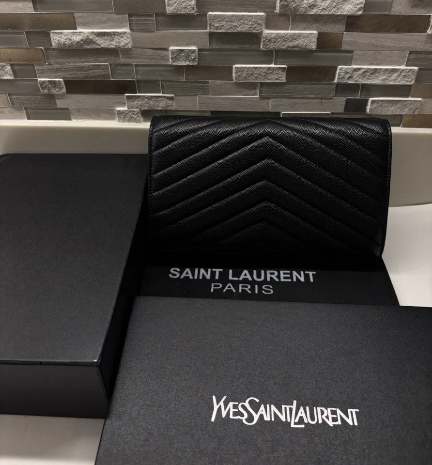 Yves Saint Laurent Black On Black Leather Crossbody Bag (PURSE/DUST BAG ONLY!!!) - Image 3 of 4