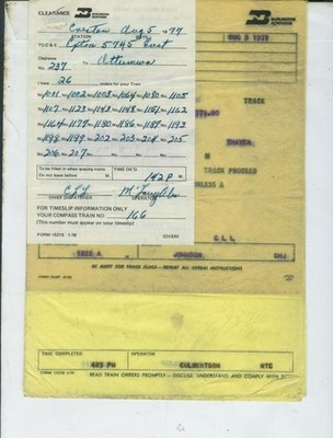 BURLINGTON NORTHERN RAILROAD TRAIN ORDERS (26) CRESTON, IOWA  ALL  1977.