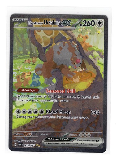 Bloodmoon Ursaluna ex 216/167 Twilight Masquerade Pokemon Holo NM