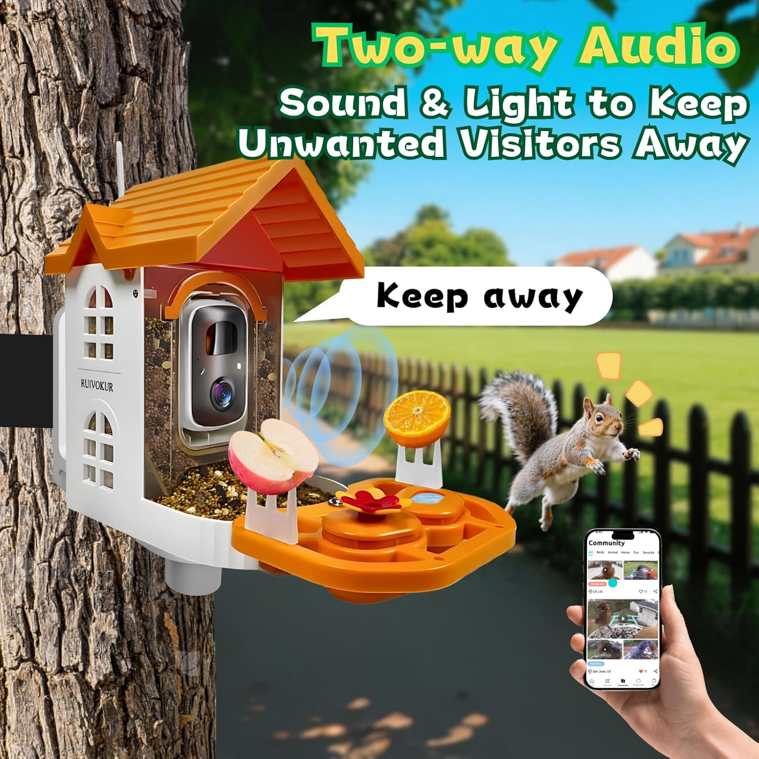 Smart Bird Feeder with Camera, 2.4Ghz Wifi Watching Camera Bird Feeders for Outd