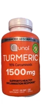 Qunol Turmeric 1500 mg 180 Ct Vegetarian Support Healthy inflammation Exp 05/26