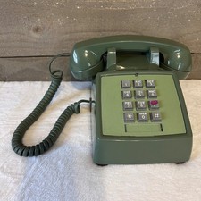 Vintage Green Rotary Dial Push Button Desk Phone Retro Western Bell Telephone