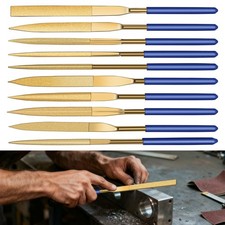 10PCS Diamond Needle Files 7" Titanium Plated File Set Jewelry Wood Metal Glass