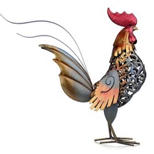 Large Metal Rooster Garden Ornament Iron Farmhouse Yard Lawn Sculpture Decor