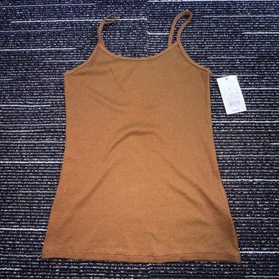 A New Day Camisole Women S Brown NEW Ribbed Cotton Modal Spaghetti Strap Tank