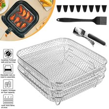 Stainless Steel Air Fryer Accessories Stackable Square Rack for Ninja Air  Fryer