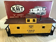 KUSAN K.M.T. O GAUGE “K” SERIES BURLINGTON ROUTE CABOOSE IN ORIGINAL BOX K-503