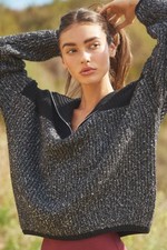 Varley Sweater Willard Half Zip 2.0 Chunky Knit Pullover Black Retail 178 Sz M