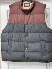 Marine Layer Men's Flannel Lined Puffer Vest In Peppercorn Midnight Navy Sz XXL