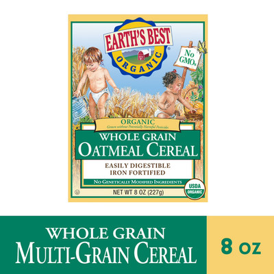 Infant Baby Cereal, Earth's Best, Organic Whole Grain Oatmeal Cereal, 8 Oz Box