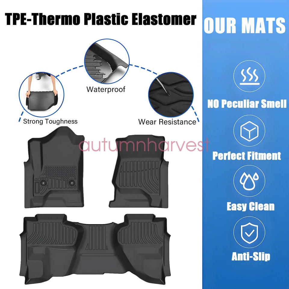 Floor Mats Liner Fits 2014-2019 Chevy Silverado GMC Sierra Double Extended Cab - Image 3 of 4