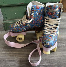 Impala Rollerskates Harmony Blue Rainbow Print Quad Roller Skates Women s 8