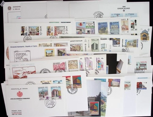 /// GERMANY, PORTUGAL, BELGIUM, AUSTRIA 1990 - 53 FDC, ETB - ARCHITECTURE - CEPT