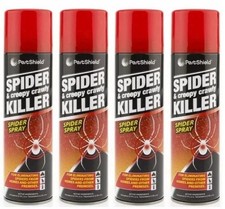4 X PESTSHIELD SPIDER AND CREEPY CRAWLY KILLER SPRAY - 200ML